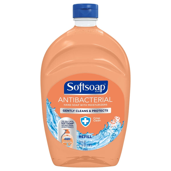 Jabón líquido antibacteriano para manos con aroma a limpio y crujiente Softsoap, 50 oz (paquete de 6)