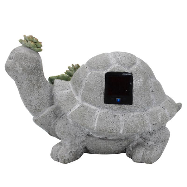 Estatua de tortuga para jardín de 7 pulgadas en color gris piedra/resina INFINITY (paquete de 4)