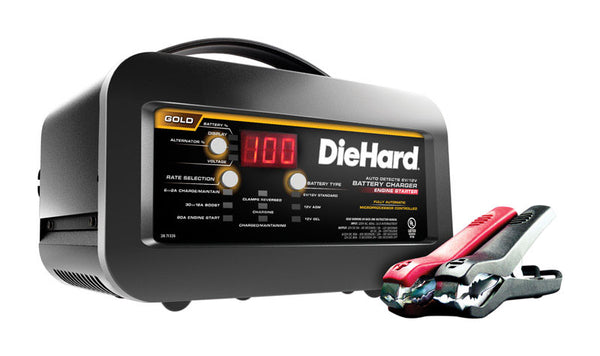 Cargador de batería/arrancador de motor automático DieHard de 12 V, 80/30/6-2 amperios