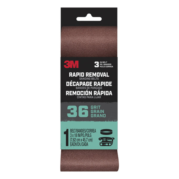 3M Rapid Removal 18 in. L x 3 in. W Aluminum Oxide Sanding Belt 36 Grit Coarse 1 pc.