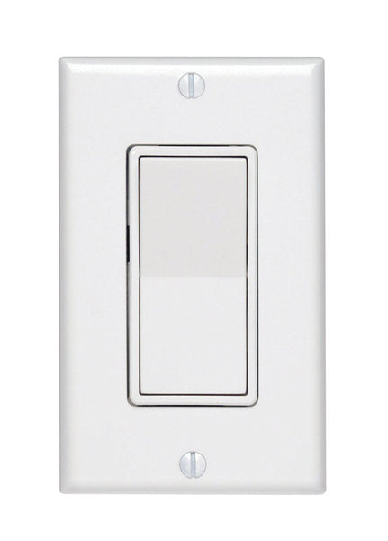 Leviton Decora 15 amps Single Pole Rocker AC Quiet Switch White 1 pk