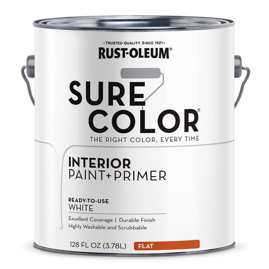Rust-Oleum Sure Color Flat White Water-Based Paint + Primer Interior 1 gal (Pack of 2)