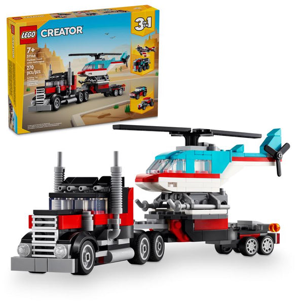 LEGO Creator Creator Flatbed Truck with Helicopter ABS Plastic Multicolor 270 pc