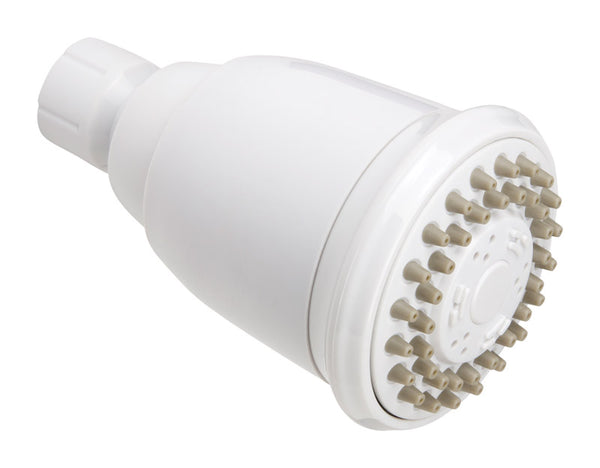 Cabezal de ducha Keeney de plástico blanco con 3 configuraciones, 1,8 gpm