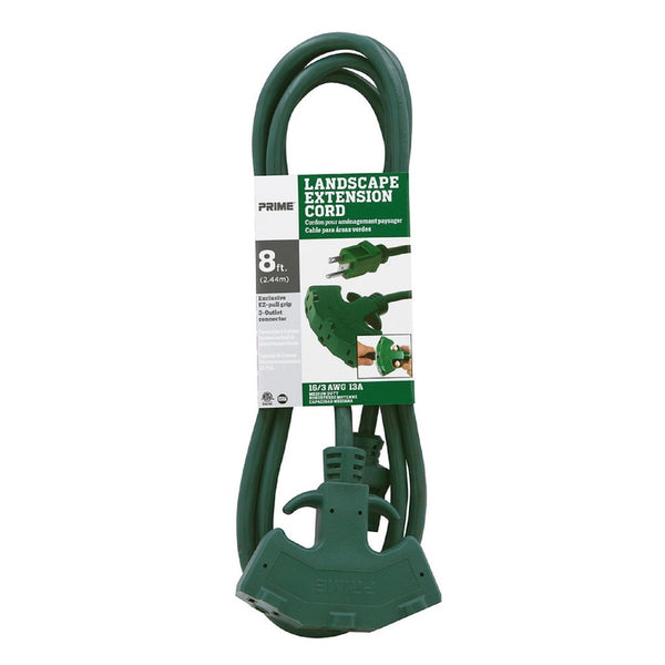Cable de extensión verde de 8 pies de largo para exteriores Prime 16/3 SJTW