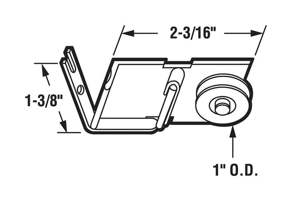 Prime-Line 1 in. Dia. x 2-3/16 in. L Aluminum Sliding Screen Door Roller Assembly 2 pk