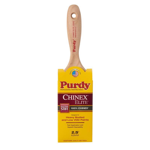 Brocha plana extra rígida Purdy Chinex Elite Sprig de 2-1/2 pulgadas de ancho para pintura de consistencia espesa y con bajo contenido de COV