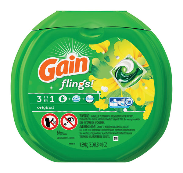 Detergente para ropa 3 en 1 Gain 00741 Original Scent Flings, 57 unidades