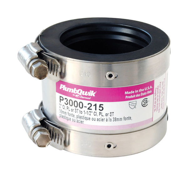 Acoplamiento blindado de caucho de neopreno de 3-1/2 pulg. con buje de 1-1/2 pulg. y buje en D de 2 pulg. de Fernco Proflex Schedule 40