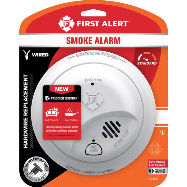 Detector de humo por ionización con cable y batería de respaldo First Alert