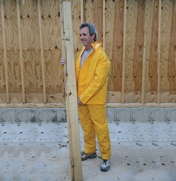 Traje de lluvia de tres piezas de rayón recubierto de PVC amarillo de Boulder Creek, talla grande