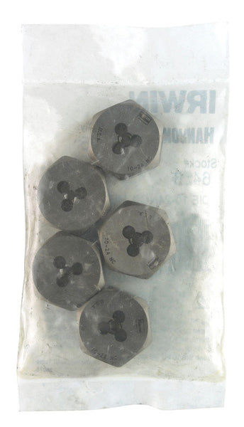 Matriz hexagonal SAE de acero de alto carbono Irwin Hanson 10-24NC 1 pieza (paquete de 5)
