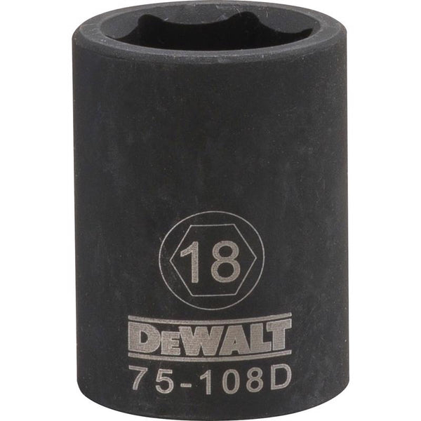 Dado de impacto métrico de 6 puntas DeWalt de 18 mm x 1/2 pulg., 1 pieza