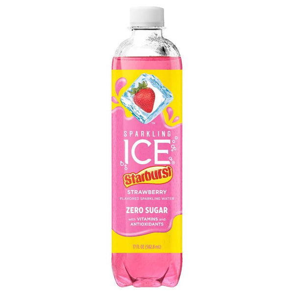 Agua carbonatada Sparkling Ice Starburst con sabor a fresa, 17 oz, paquete de 12