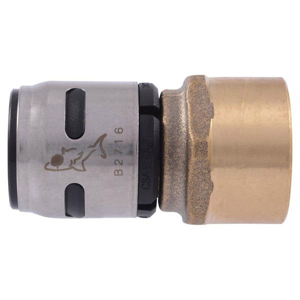 Adaptador hembra de plástico SharkBite EvoPEX de 3/4 pulg. con conexión a presión y 3/4 pulg. con conexión a rosca FPT