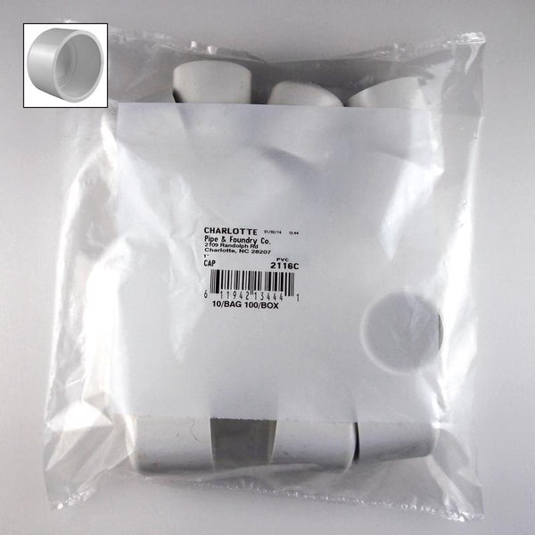 Tapa de PVC deslizante de 1 pulg., Schedule 40 de Charlotte Pipe, paquete de 10