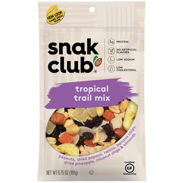 Snak Club Tropical Trail Mix 6.75 oz Bagged (Pack of 6)