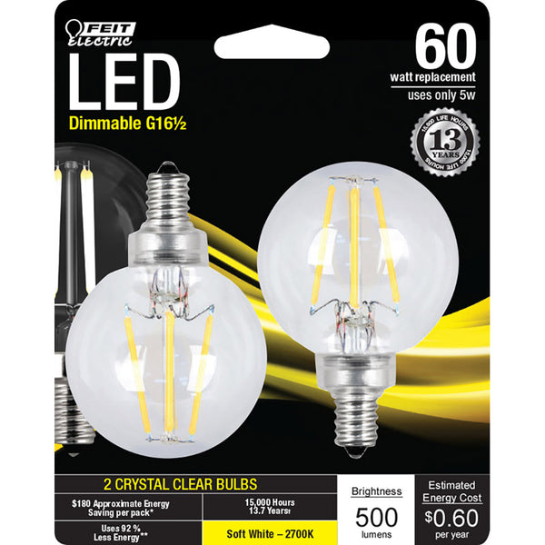 LED G16.5 E12 SW 60W 2PK