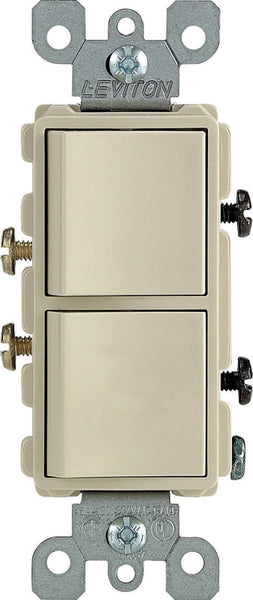 Interruptor silencioso de CA combinado unipolar Leviton Decora de 15 amperios, color marfil, paquete de 1