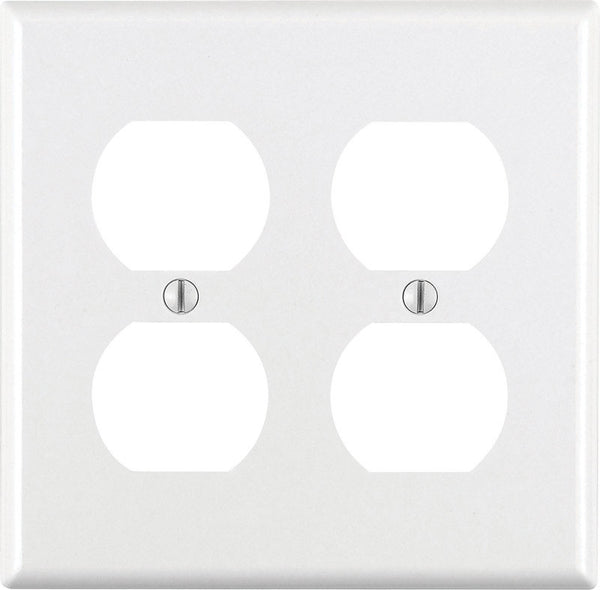 Leviton White 2 gang Plastic Duplex Outlet Wall Plate 1 pk (Pack of 25)