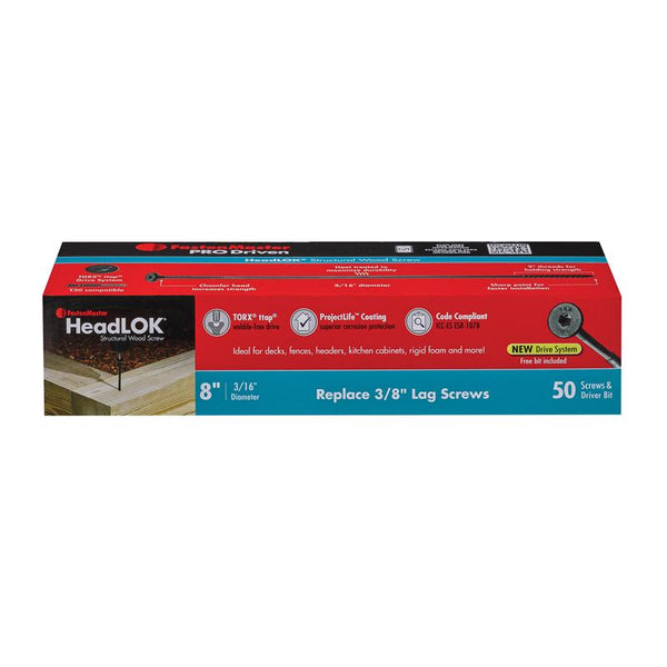 FastenMaster Headlok 8 in. L Torx Ttap T30 Coarse Structural Wood Screws 50 pk