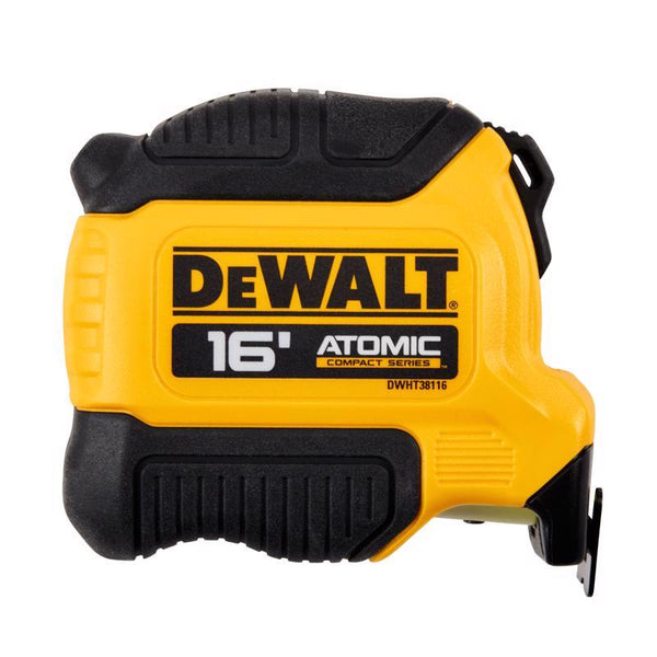 Cinta métrica compacta DeWalt ATOMIC de 16 pies de largo y 1,25 pulgadas de ancho, paquete de 1