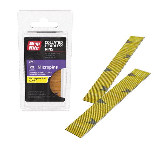 Pasadores de tira recta Grip-Rite de 3/4 pulg. calibre 23, paquete de 3000