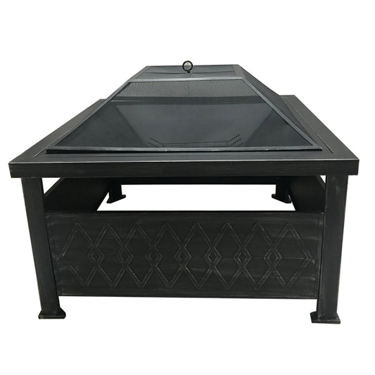 Living Accents 34 in. W Steel Square Wood Fire Pit