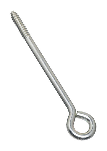 Tornillo de ojo de acero galvanizado plateado de 8 pulgadas de largo de National Hardware (paquete de 10)