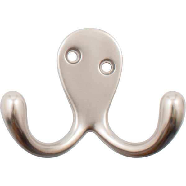 Double Robe Hook, 2-1/8" High, 1" Projection, Satin Nickel by Stone Harbor Hardware