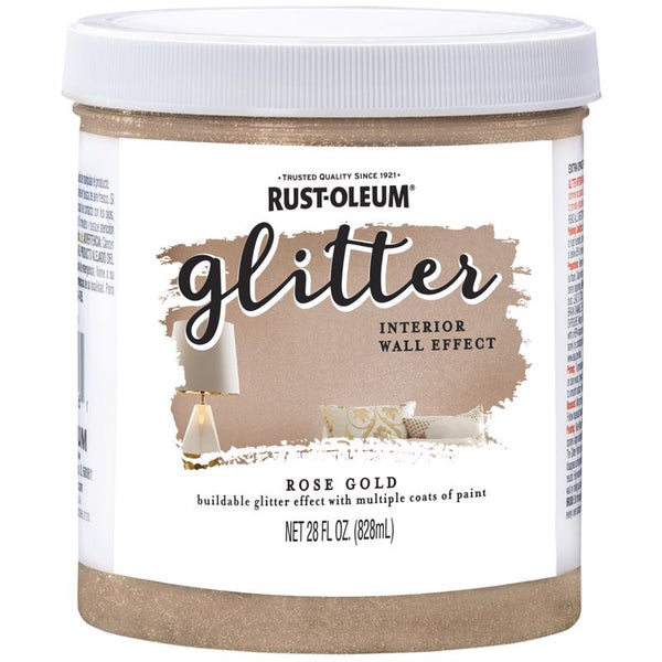 Pintura a base de agua para interiores con purpurina en dorado rosa de Rust-Oleum, 50 g/l, 28 oz (paquete de 2)