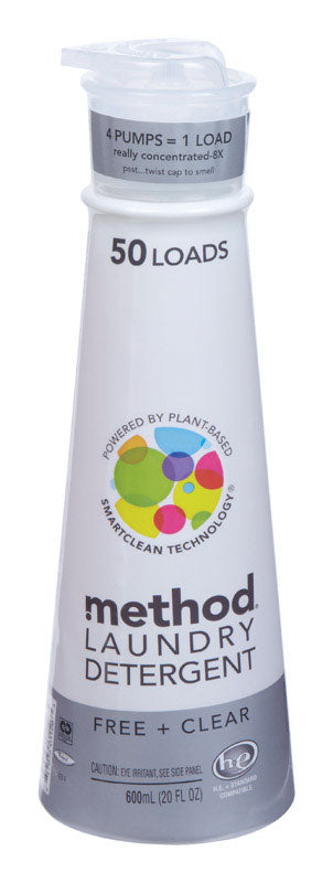 Method Free & Clear Scent Laundry Detergent Liquid 20 oz. (Pack of 6)