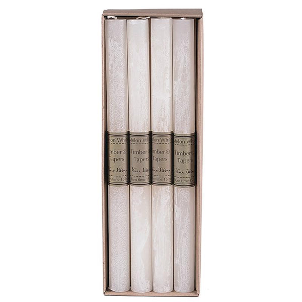 Vela cónica con aroma a madera, sin aroma, color melón blanco, de Sullivans Vance Kitira (paquete de 8)