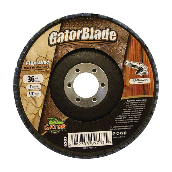 Disco de láminas de óxido de aluminio Gator de 4 pulg. de diámetro exterior de 5/8 pulg., grano 36, paquete de 1