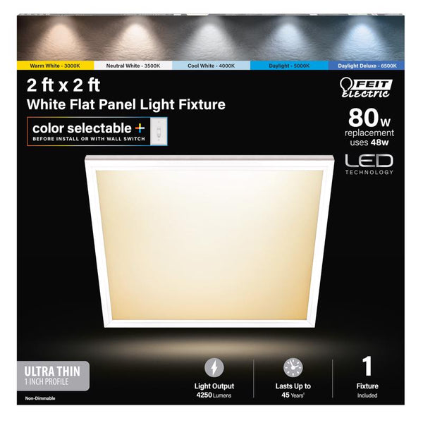 Luminaria de techo LED de panel plano color blanco escarcha Feit EDGELIT de 1 pulg. de alto x 23,9 pulg. de ancho x 23,9 pulg. de largo