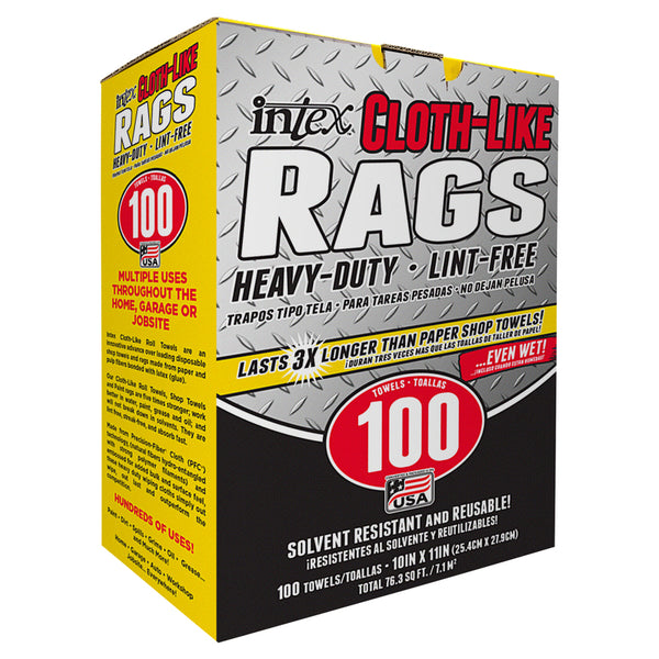 Trapo de limpieza Intex de mezcla de fibras tipo tela, 100 unidades, 11 pulgadas de largo x 10 pulgadas de ancho.