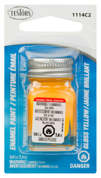 Pintura para pasatiempos Testor's 1114c2 de esmalte brillante amarillo de 1/4 oz