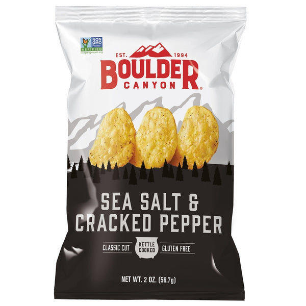 Boulder Canyon Sea Salt & Cracked Pepper Chips 2 oz Bagged (Pack of 8)