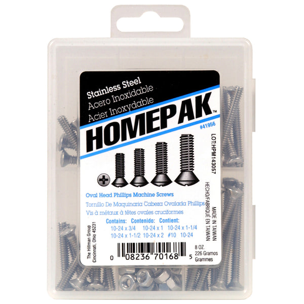 Homepak Assorted in. Phillips Oval Head Stainless Steel Machine Screw Kit
