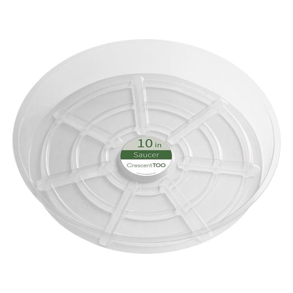 Platillo de plástico transparente para plantas de Crescent Garden de 2 pulgadas de alto x 10 pulgadas de profundidad (paquete de 50)