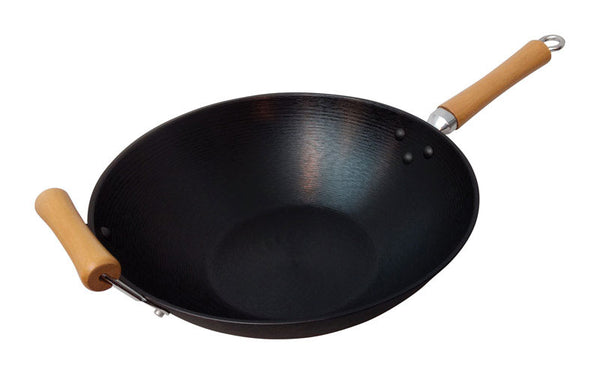 WOK BLK STEEL N/S 14"
