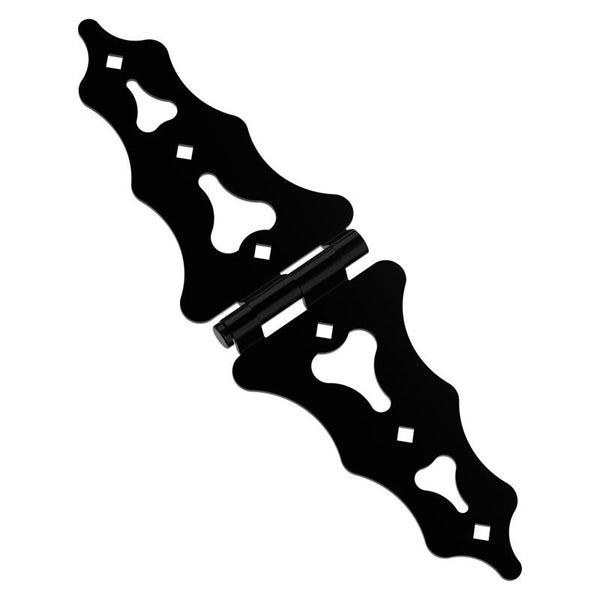 Bisagra de correa ornamental de acero negro de 11,84 in de largo de National Hardware, paquete de 1