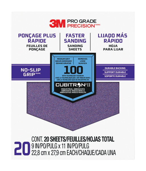 Hoja para lijar cerámica mediana SandBlaster de 3M, 11 pulg. de largo x 9 pulg. de ancho, grano 100, paquete de 20