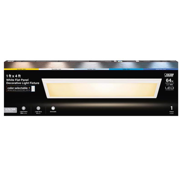 Feit Electric 1 in. H x 13.3 in. W x 48.5 in. L White LED Flat Panel Light Fixture