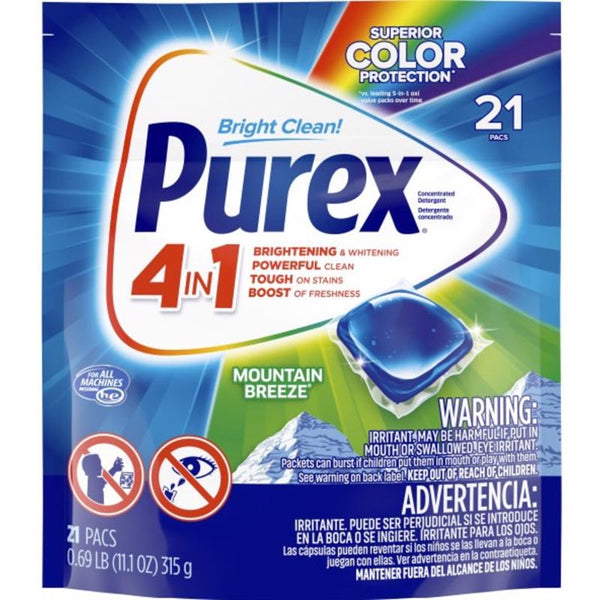Purex Mountain Breeze Scent Laundry Detergent Pod 11.1 oz 21 pk (Pack of 6)