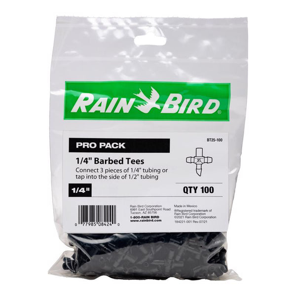Te de riego por goteo con púas Rain Bird de 1/4 pulg., paquete de 1