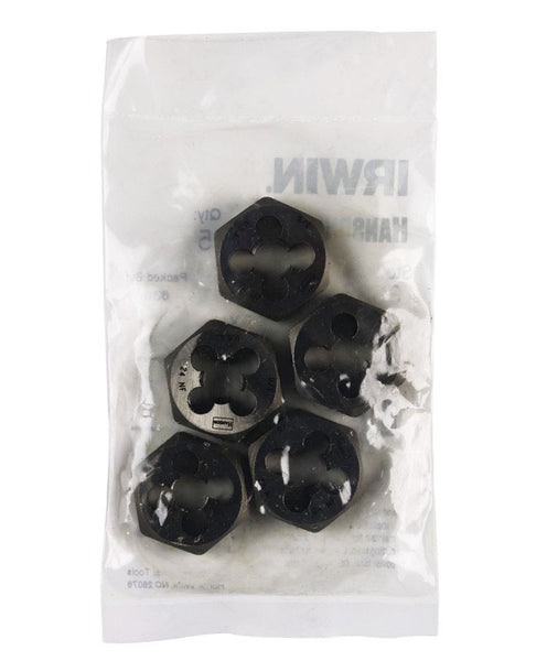 Juego de 5 matrices hexagonales SAE de acero con alto contenido de carbono de Irwin Hanson de 3/8 pulg., 24 NF, 1 unidad