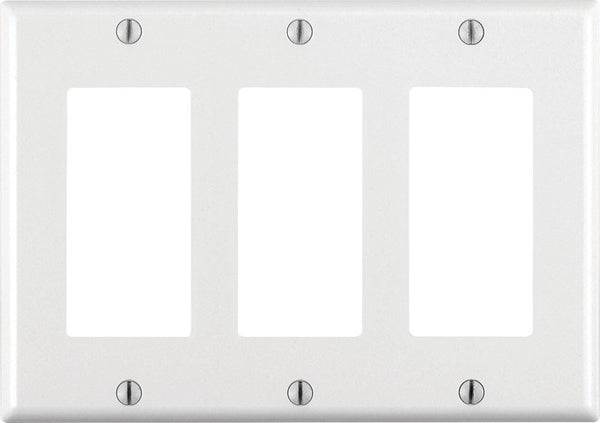 Placa de pared basculante/GFCI de plástico de 3 bandas Leviton, color blanco, paquete de 1 (paquete de 10)