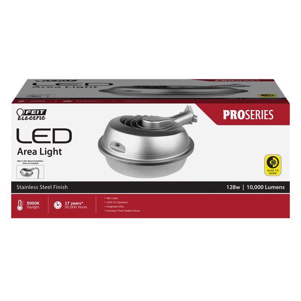 Lámpara LED de área plateada con cableado fijo del anochecer al amanecer de Feit LED