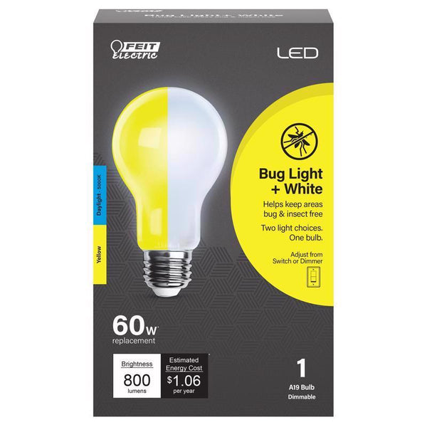 Bombilla LED Feit A19 E26 (mediana) amarilla, equivalente a 60 vatios, paquete de 1